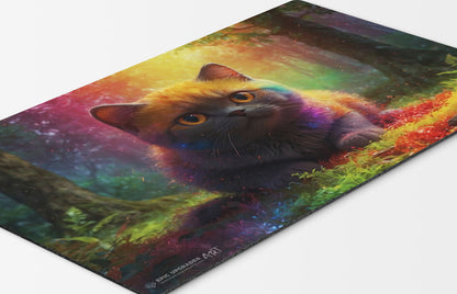 an adorable baby kitten cat playmat for mtg magic the gathering pokemon yugioh flesh and blood fab tcg players. 24 inch by 14 inch play mat card game accessories