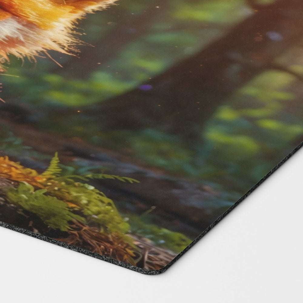 an adorable baby rainbow fox playmat for mtg magic the gathering pokemon yugioh flesh and blood fab tcg players. 24 inch by 14 inch play mat card game accessories