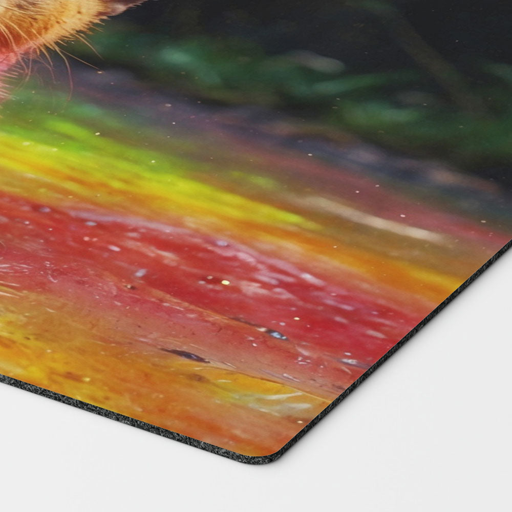 an adorable baby rainbow otter playmat for mtg magic the gathering pokemon yugioh flesh and blood fab tcg players. 24 inch by 14 inch play mat card game accessories