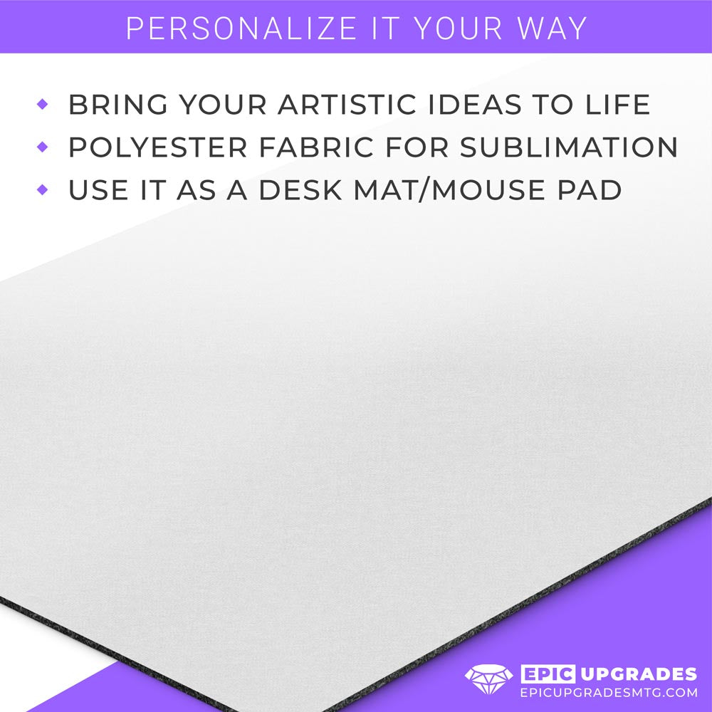 plain white blank 24 inch by 14 inch by on eighth inch thick card game playmat. Perfect for drawing or sublimating on. Release your inner creativity and express yourself with our unbranded card mat!